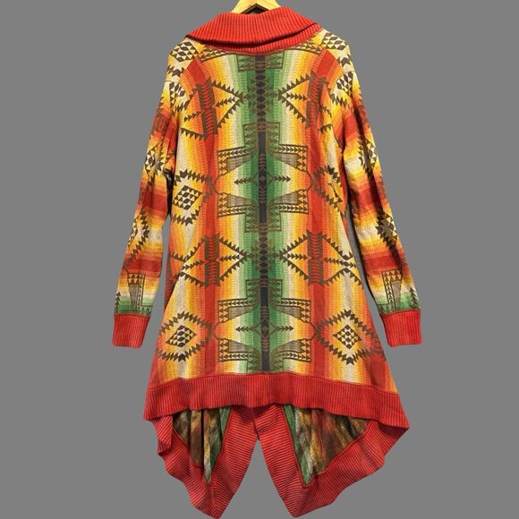 Polo Ralph Lauren Southwestern Aztec Open Cardigan Sweater Shawl Womens L/XL - Picture 3 of 8